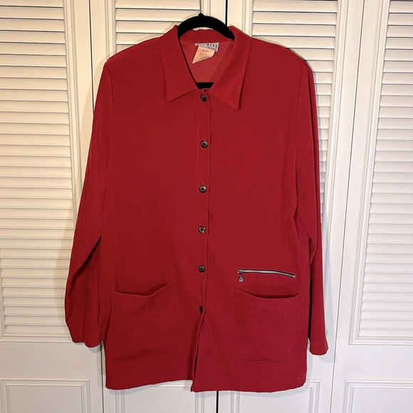 Vintage Red Shacket Velvety Jacket - Picture 1 of 9